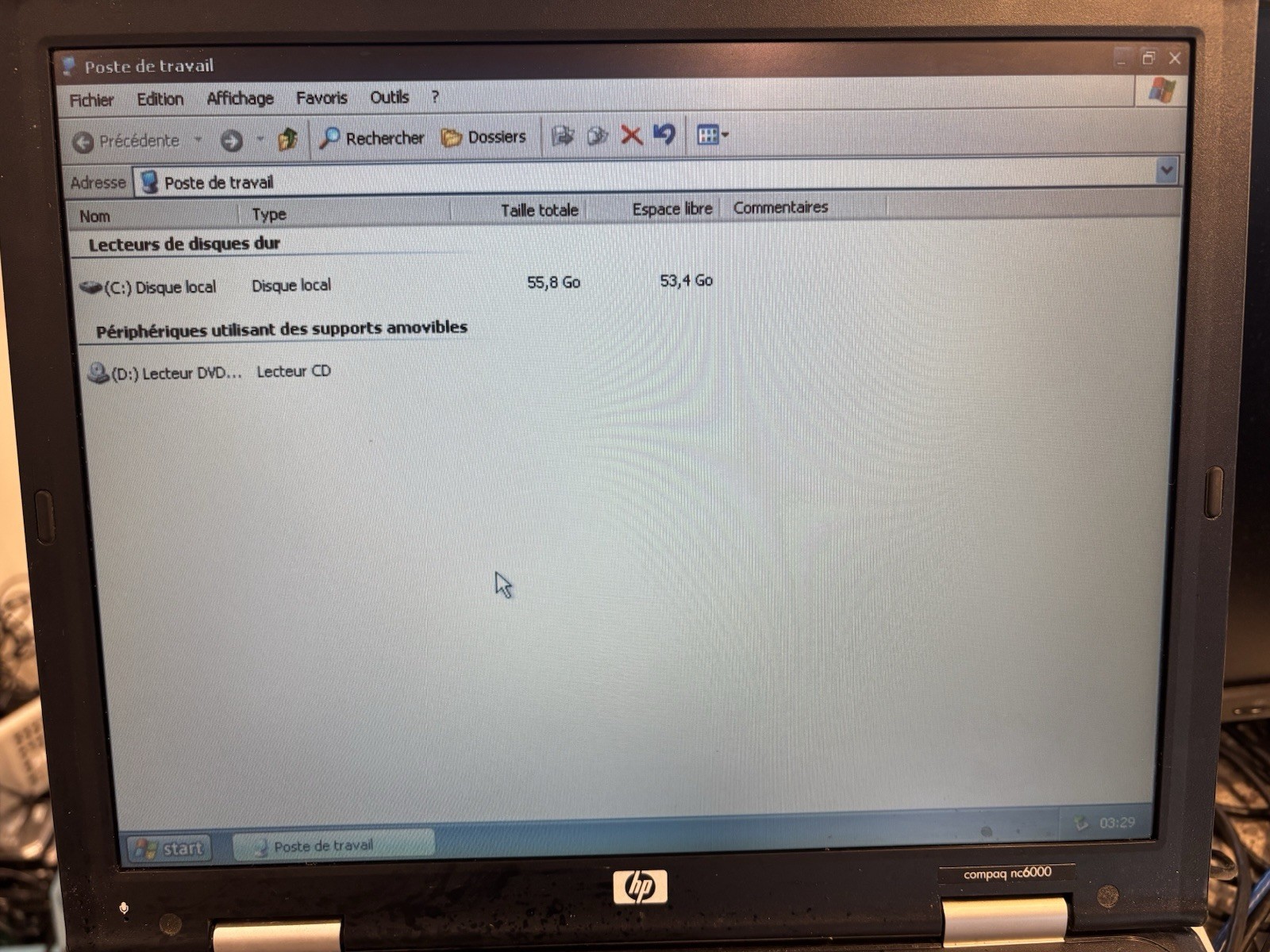 Old Compaq NC6000 Pentium M 1gig 60hdd Windows XP Sp3 French Laptop W/ Ac