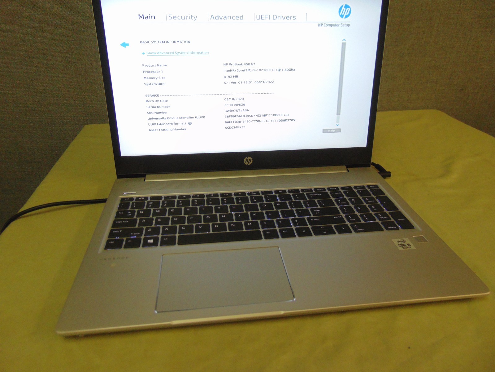 HP Probook 450G7/i5-10210u/8GB/ No HD, OS, Or Chrgr/ See Description