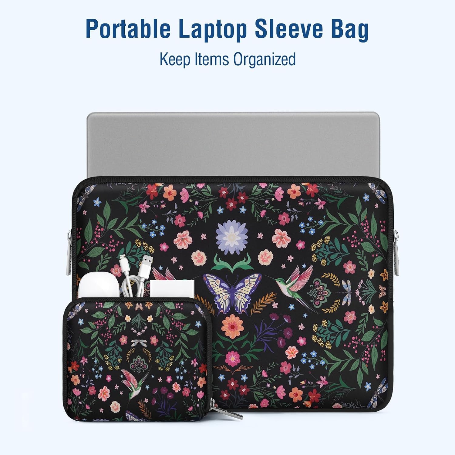 Black Neoprene Laptop Sleeve Bag for 13-14 inch MacBook Air/Pro, HP, Dell, ASUS,