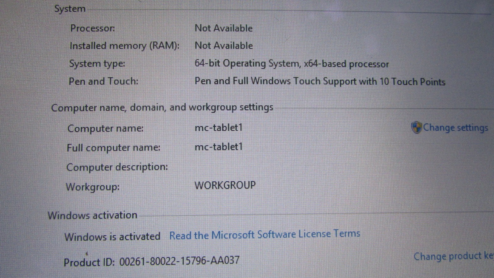 Motion Tablet MCF5t CFT-003 i7 3667U/4GB /128 SSD 10.4”Touchscreen