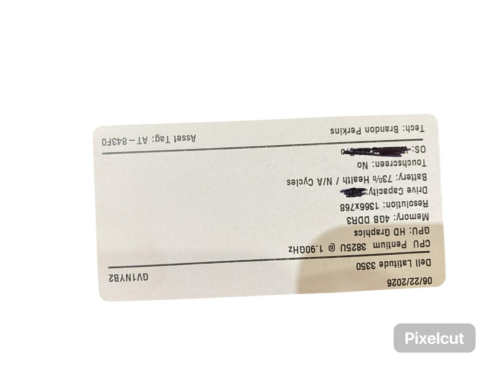 Dell Latitude 3350 Pentium 3825U 4GB Laptop Grade C No OS w/Battery