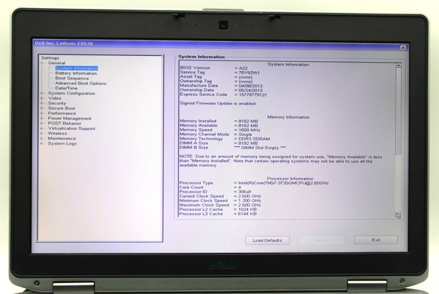Dell Latitude E6530 i7-3520M@2.9GHz 8GB DDR3 NO STORAGE OR OS *USED/TESTED*
