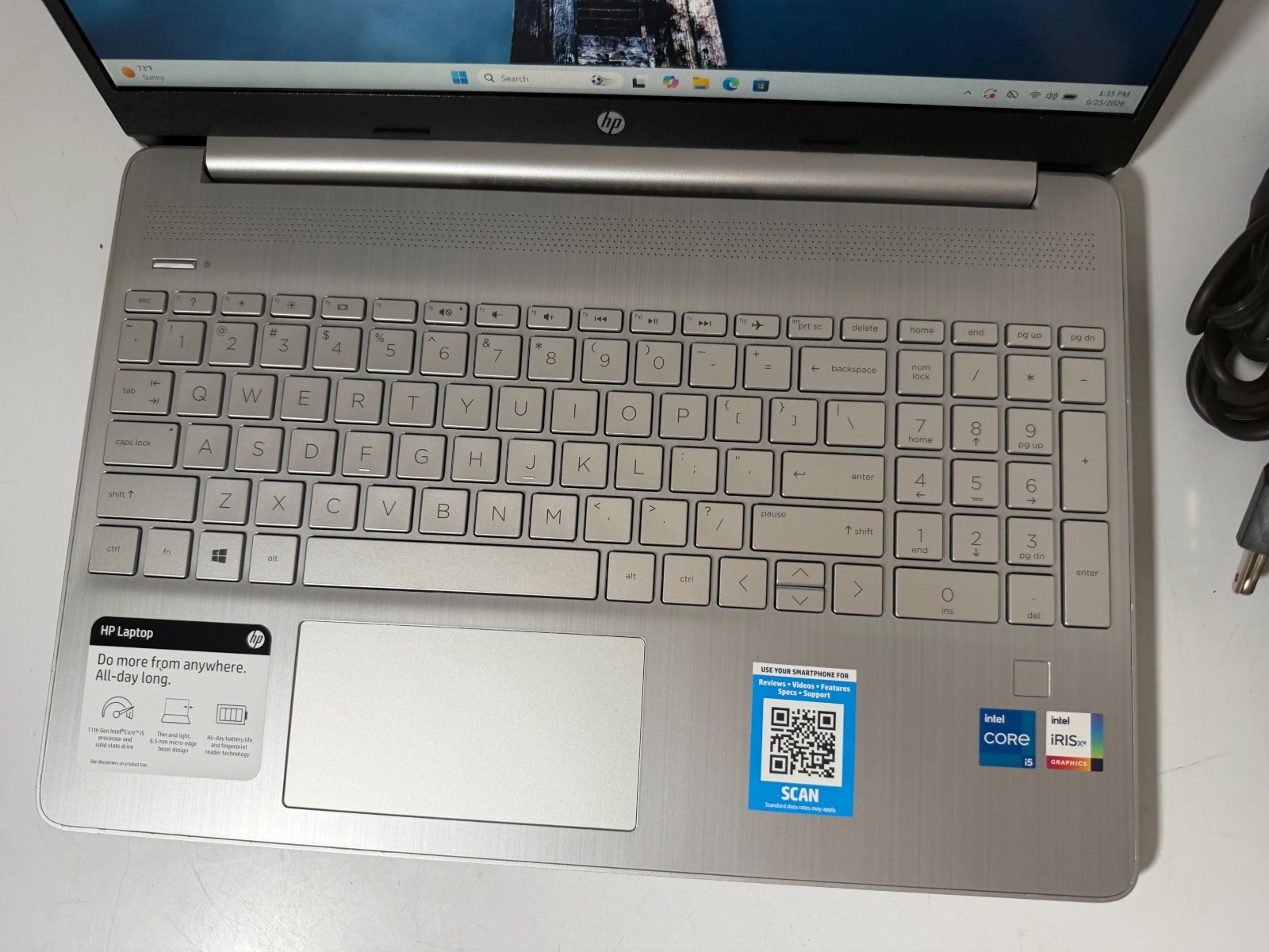 HP Laptop 11th Gen Core i5-1135G7 16GB RAM 512GB NVMe Win11H w/AC Adapter