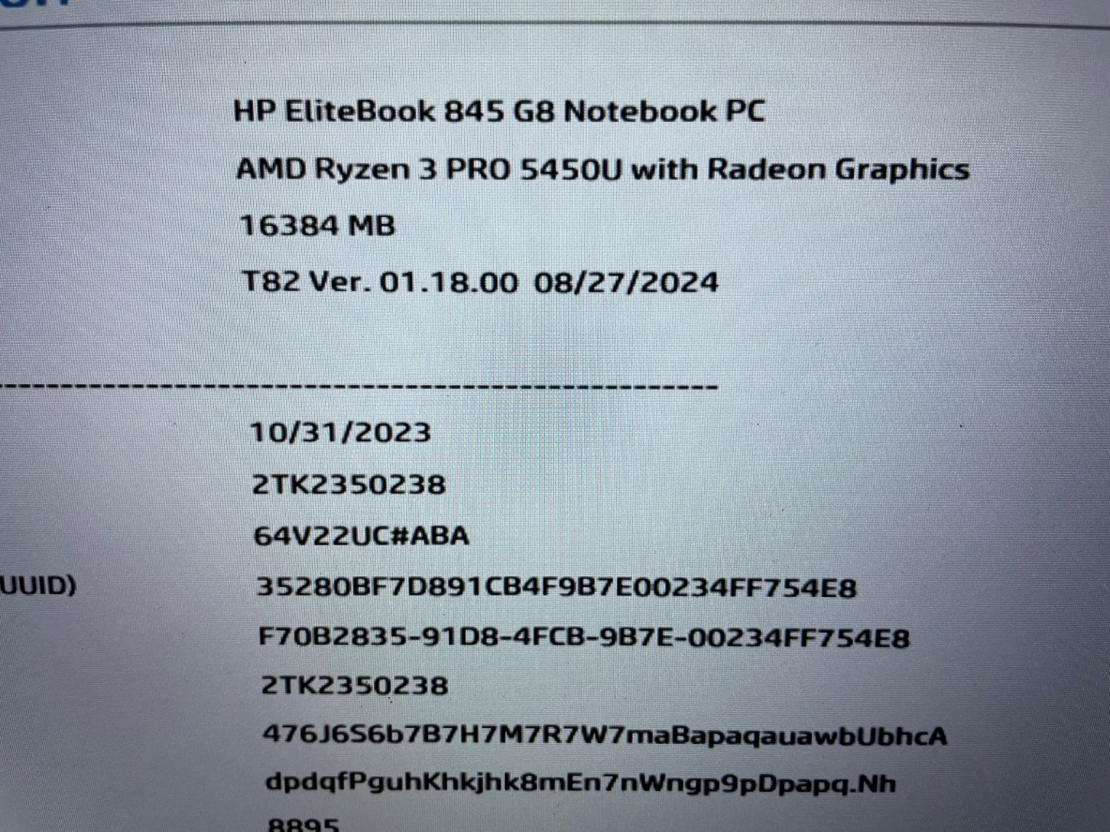 HP Elitebook 845 G8 Laptop 14 Ryzen 3 Pro 5450U Missing parts