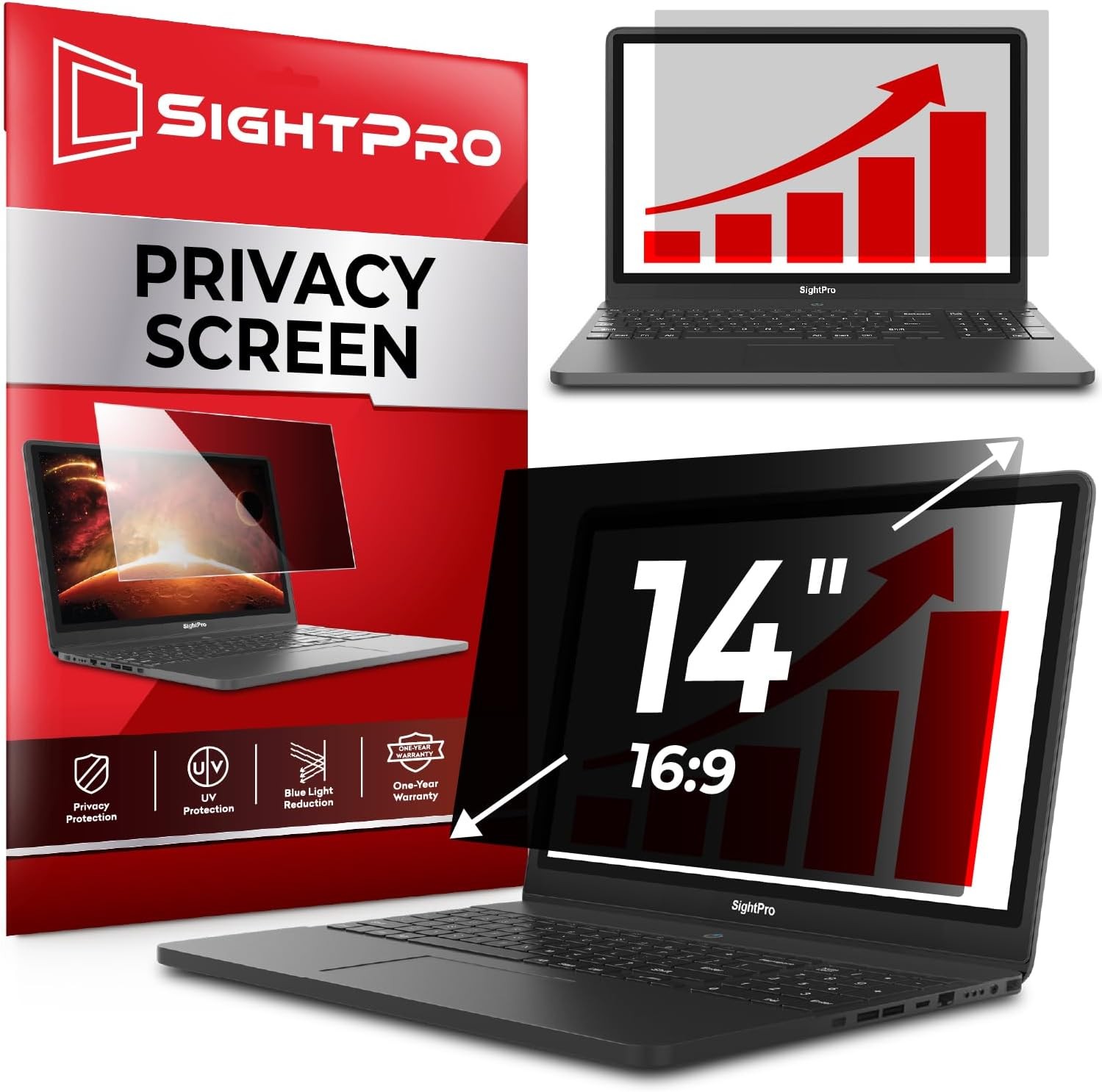 14 Inch 16:9 Laptop Privacy Screen Filter – Anti-Glare Protector and Shield