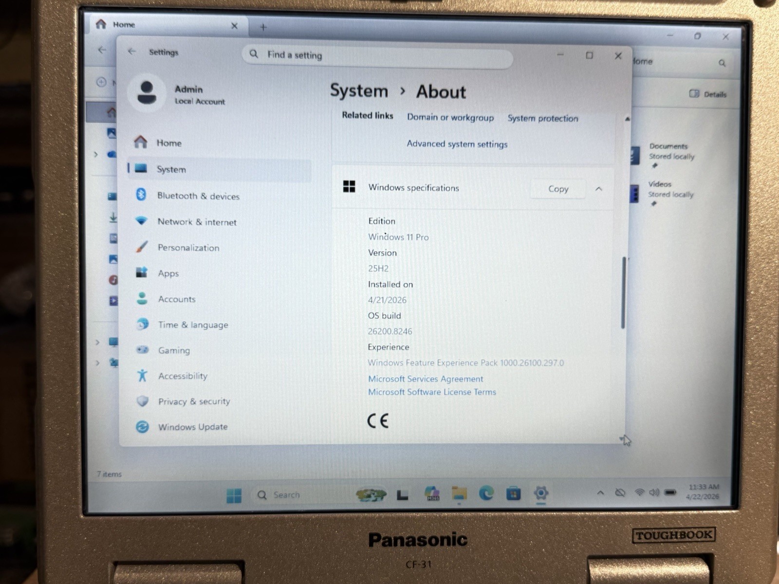 Panasonic Toughbook CF-31 I5-5300u@2.3ghz 16gb Ram 256 GB SSD Win11P 8620 HOURS