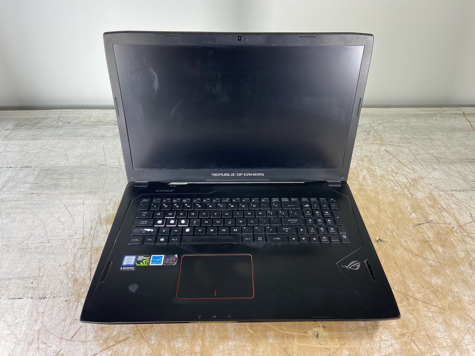 ASUS GL702V i7-7700HQ @ 2.80GHz, 16GB RAM, NO HDD/OS – (FOR PARTS)