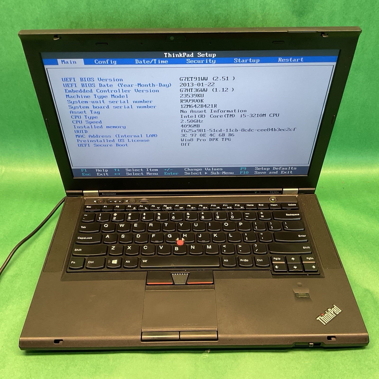 LENOVO THINKPAD T430S – Powers On – NO HARD DRIVE- Untested