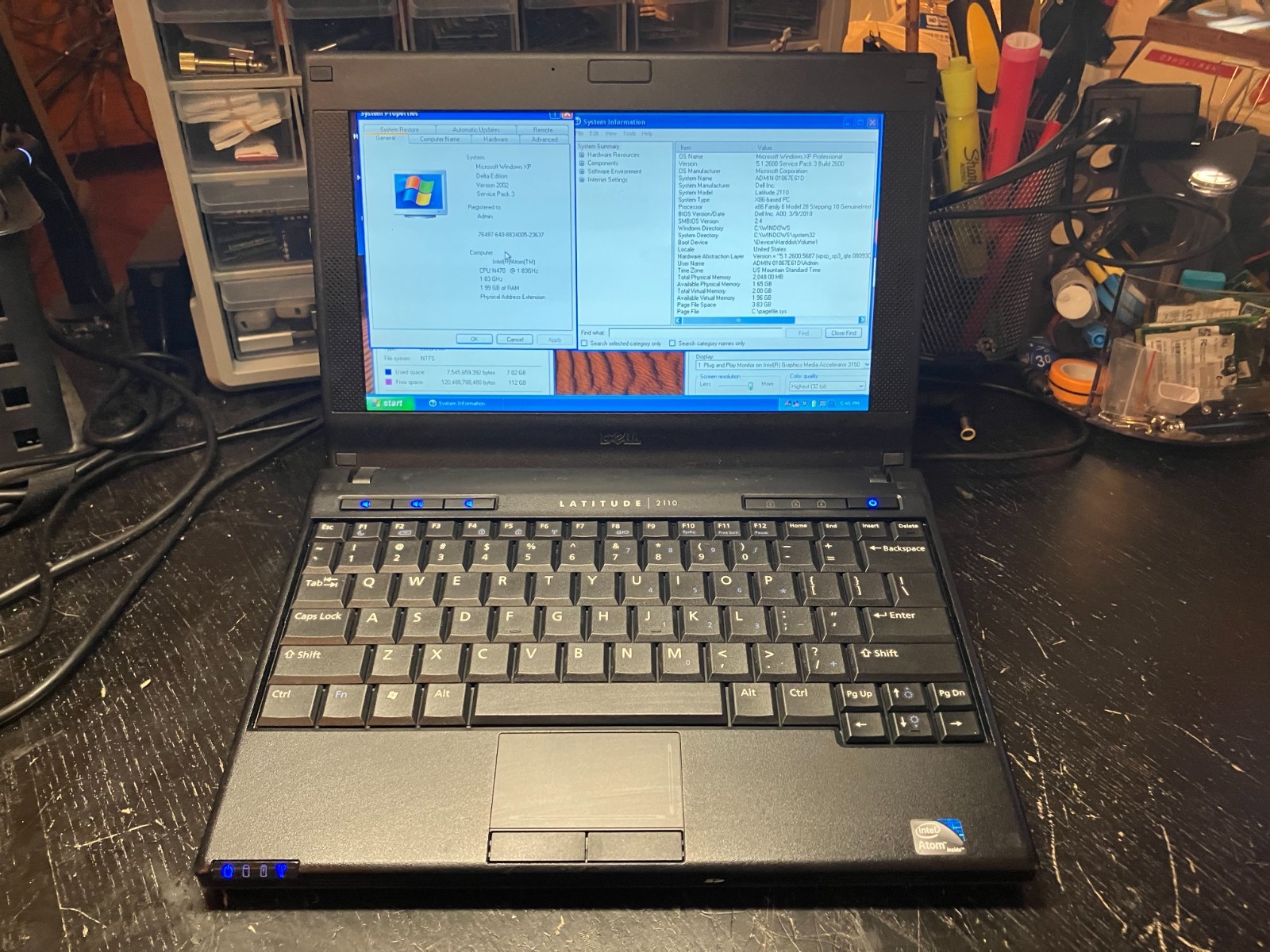 Dell Latitude 2110 10″ Vintage Laptop Atom 1.8GHz 2GB RAM 120GB SSD Win XP Wifi
