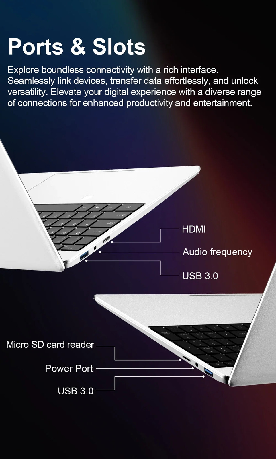 15.6″ Ultra Slim Laptop Windows 11 Pro Intel Notebook PC Gamer Intel Celeron N40
