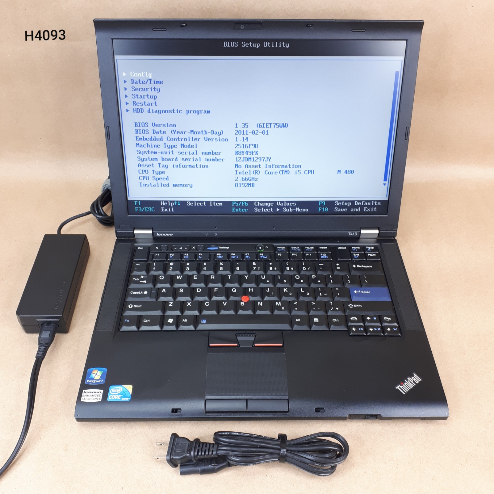 Lenovo Thinkpad T410 14.1″ Laptop i5-M480 8GB RAM 500GB HDD Boots/Bios H4093