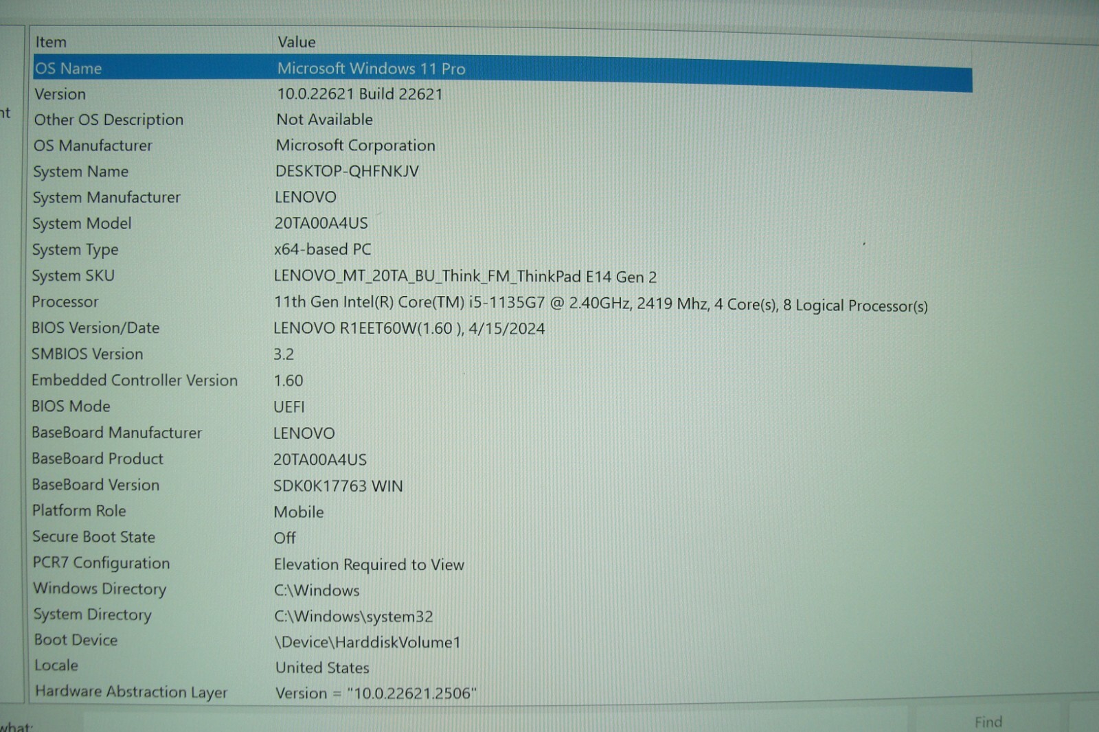 Lenovo ThinkPad E14 Gen 2 14″ i5-1135G7 2.4GHz 16GB 256GB Batt 91% TOUCH
