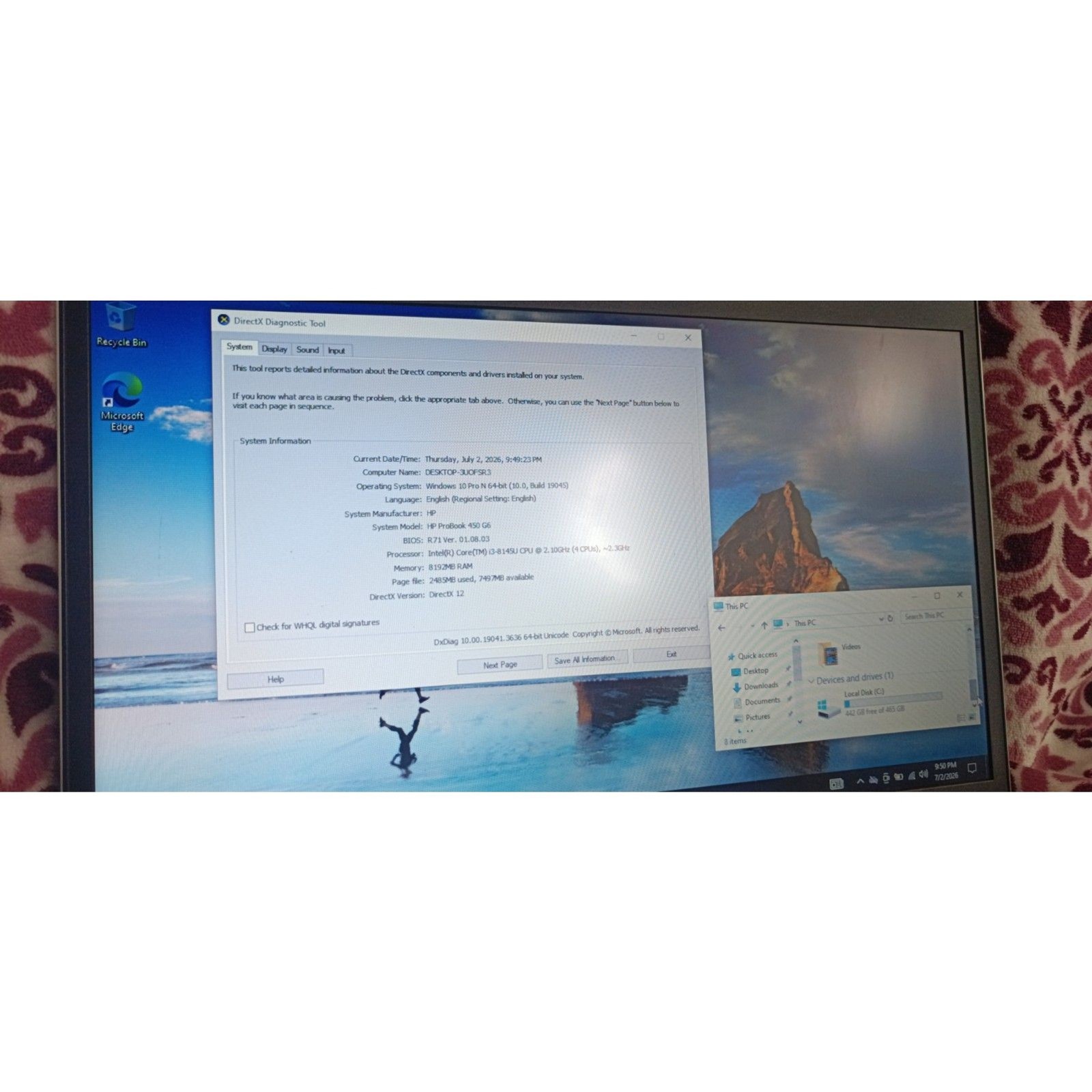 HP Probook 450 G6 | 2.3GHz Intel i3 | 8GB RAM | 500GB HDD
