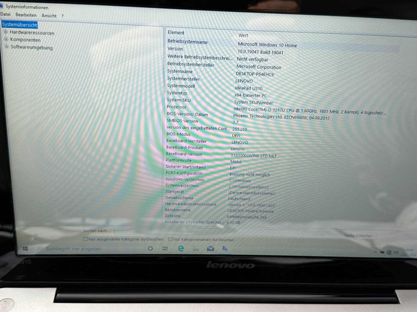 Lenovo Ideapad U310 – Core i3 – 500GB HDD – Windows 10 – Notebook / Laptop