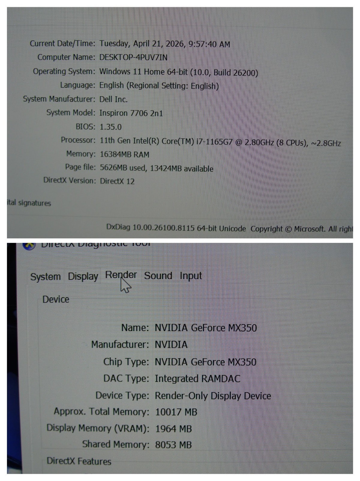 DELL INSPIRON 7706 17″QHD TOUCH 2-in-1 i7-1165G7 2.8GHz 16GB 512GB SSD MX350