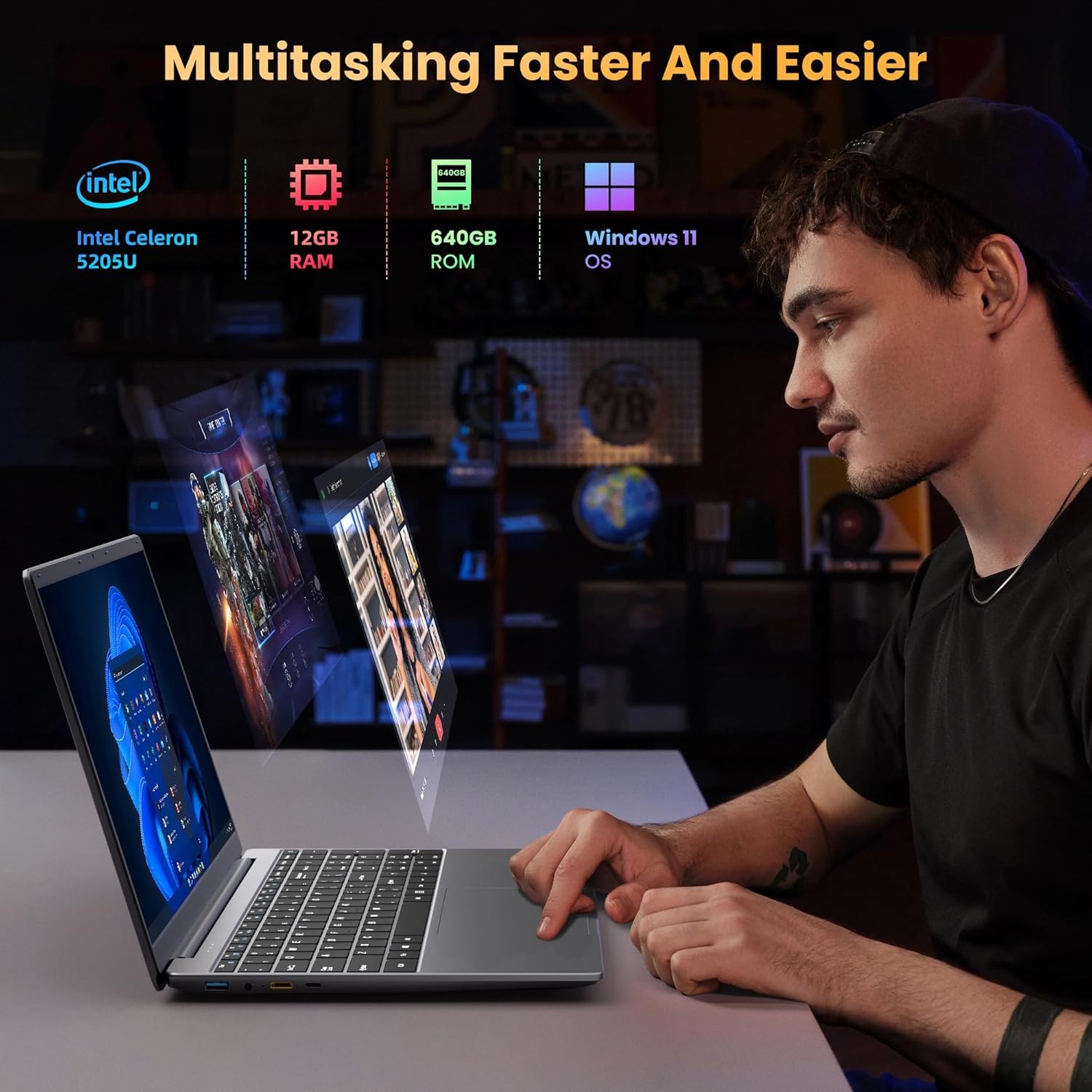 jumper Laptop, 12GB RAM 640GB ROM, Office 365-1 Year 5205U Processor, 15.6…