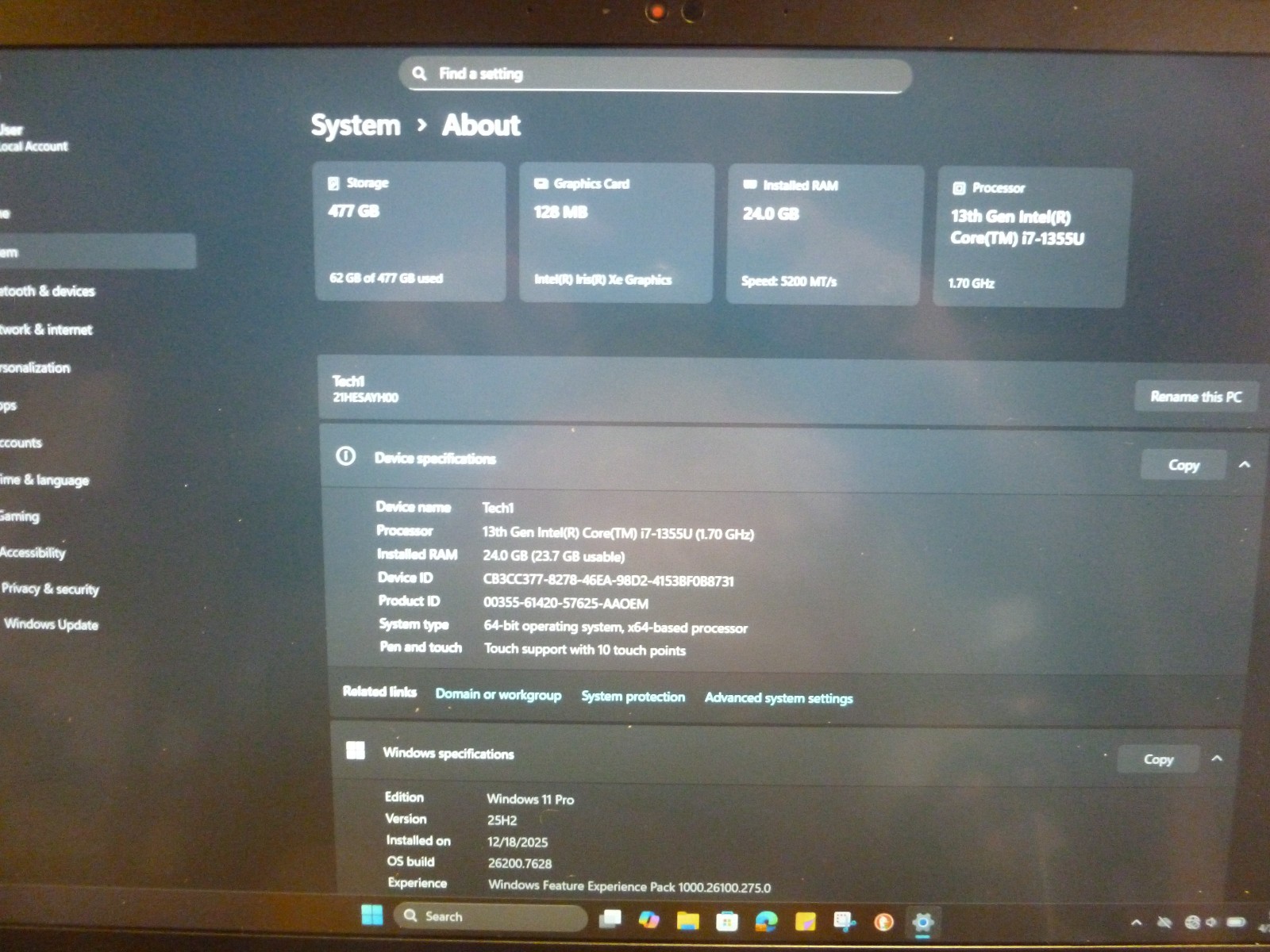 Lenovo Thinkpad Intel Core I7-1355U 500GB 24GB RAM