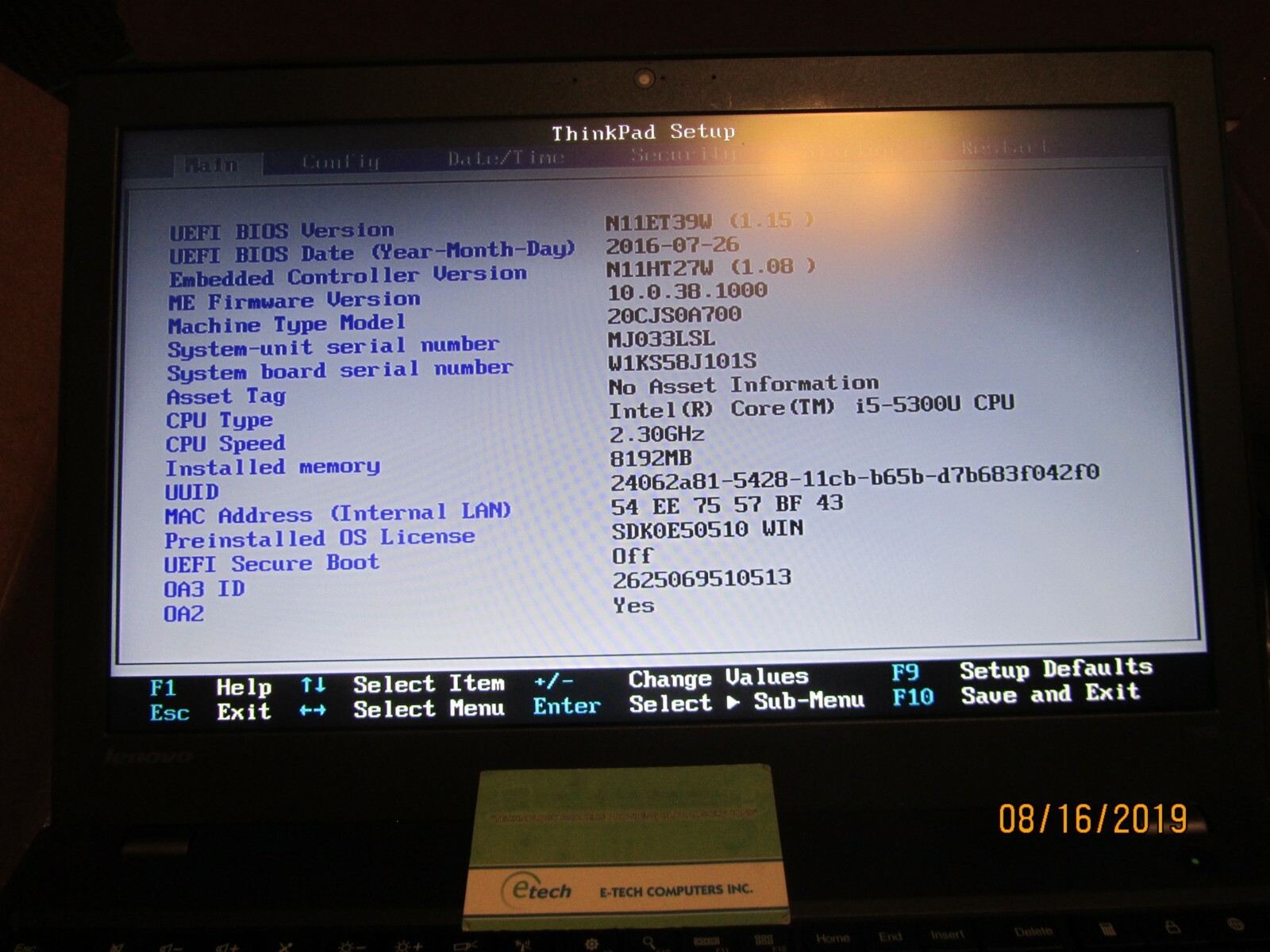 ThinkPad T550 i5-5300U 8GB RAM 16GB SSD+ 500GB SATA, 15.6″ FHD, Windows 10 Pro