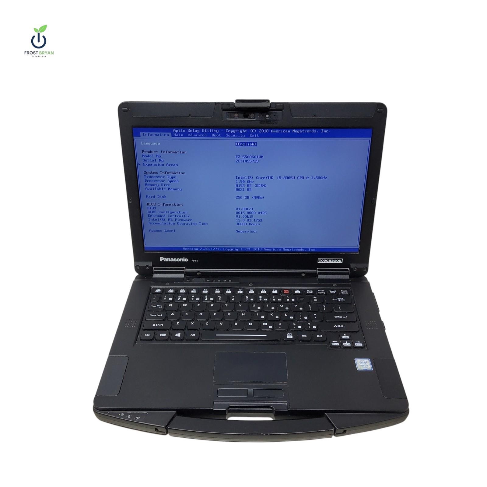 PANASONIC FZ55-1 Laptop i5-8365U@1.60GHz 8 GB 256 GB No OS Grade C [READ]