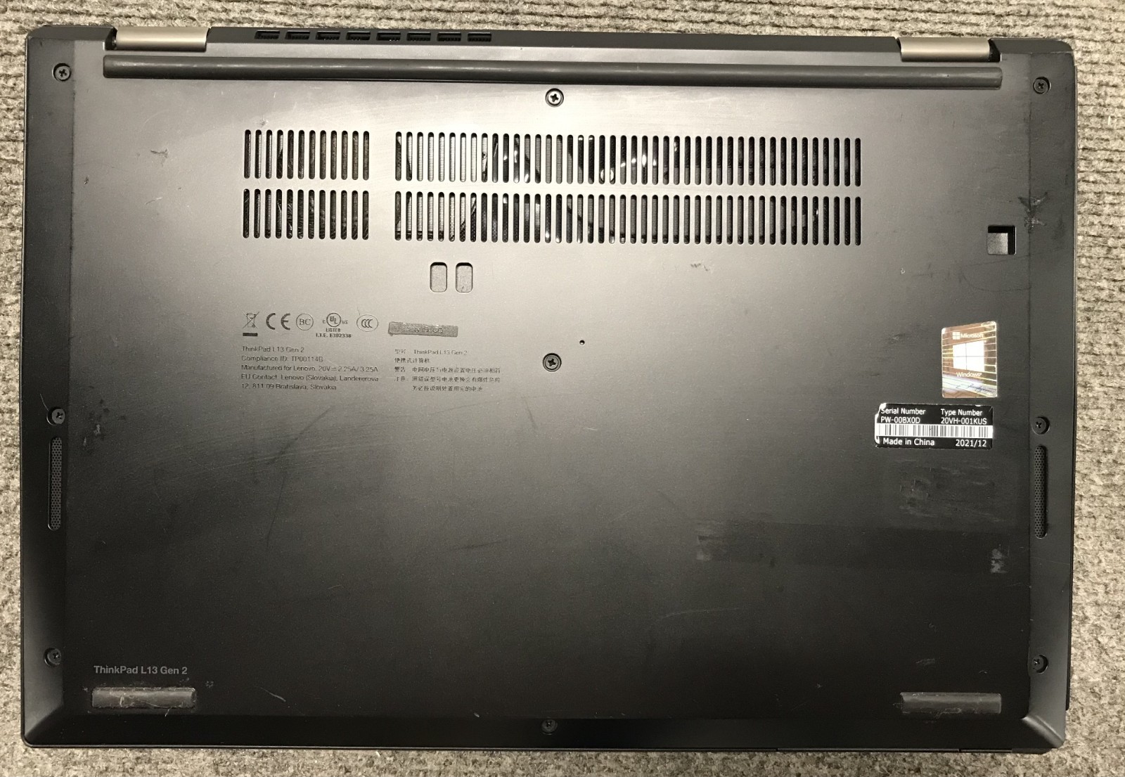 Lenovo ThinkPad L13 Gen 2 13.3″ Laptop i5-1135G7 8GB RAM 256GB NVMe, As Is