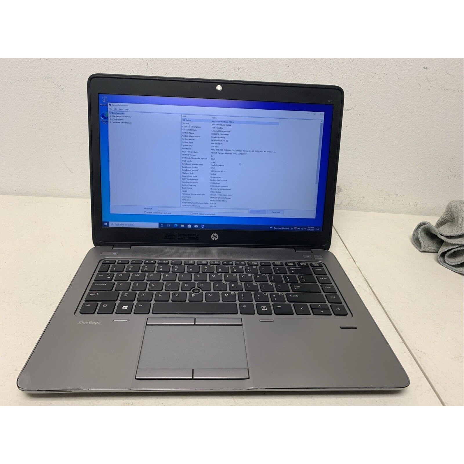 HP Elitebook 745 G2 AMD A10 Pro-7350B R6,10 2.1MHZ 8GB RAM 240GB SSD WIND 10 Pro