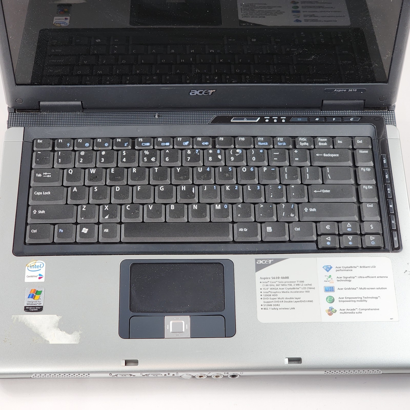 Acer Aspire 5610-4688 Laptop FOR PARTS ONLY 1.6GHz 1.5GB RAM 120GB HDD Win XP