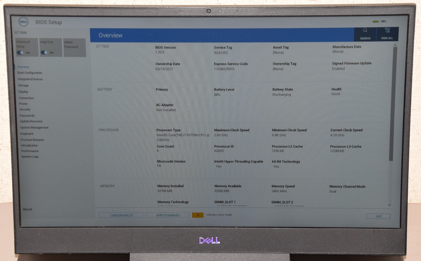 Dell G7 7500 15.6″ i7-10750H 6-Core 1TB NVMe SSD 32GB GeForce RTX 2070 RGB 144Hz