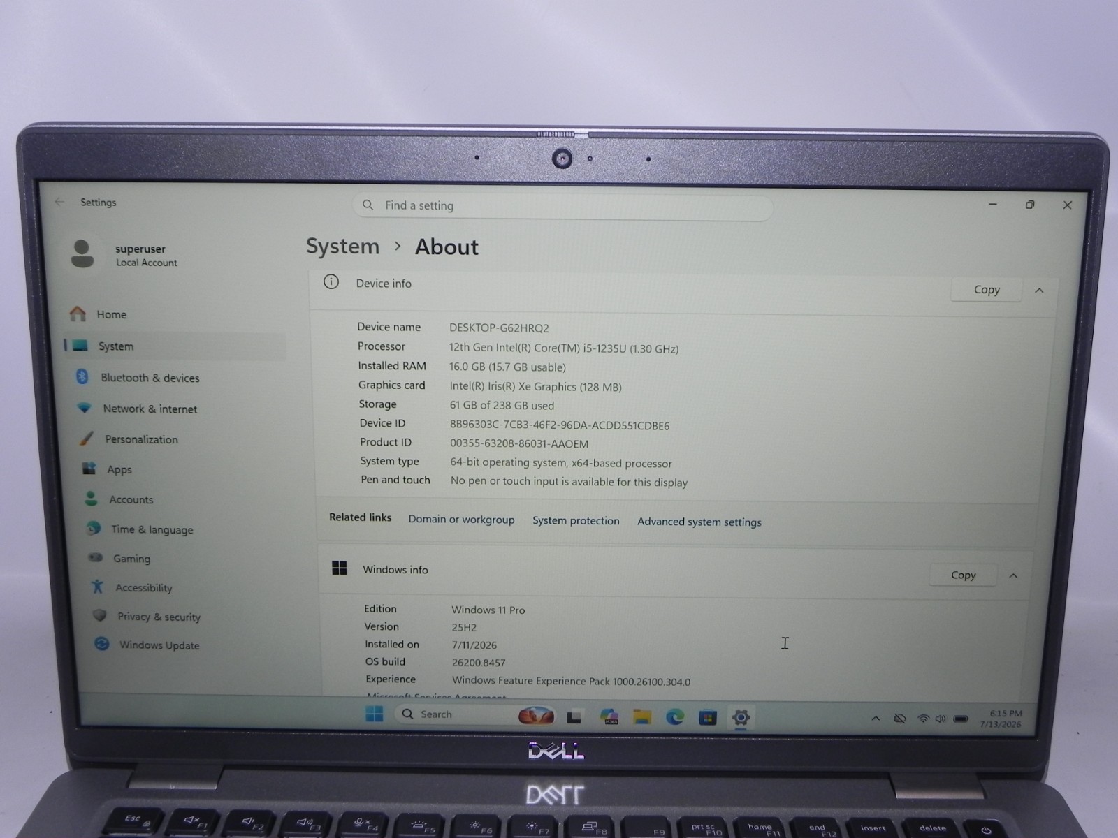 Dell Latitude 5430 14″ Windows 11 Pro Intel i5-1235u 1.3GHz 16GB RAM 256SSD