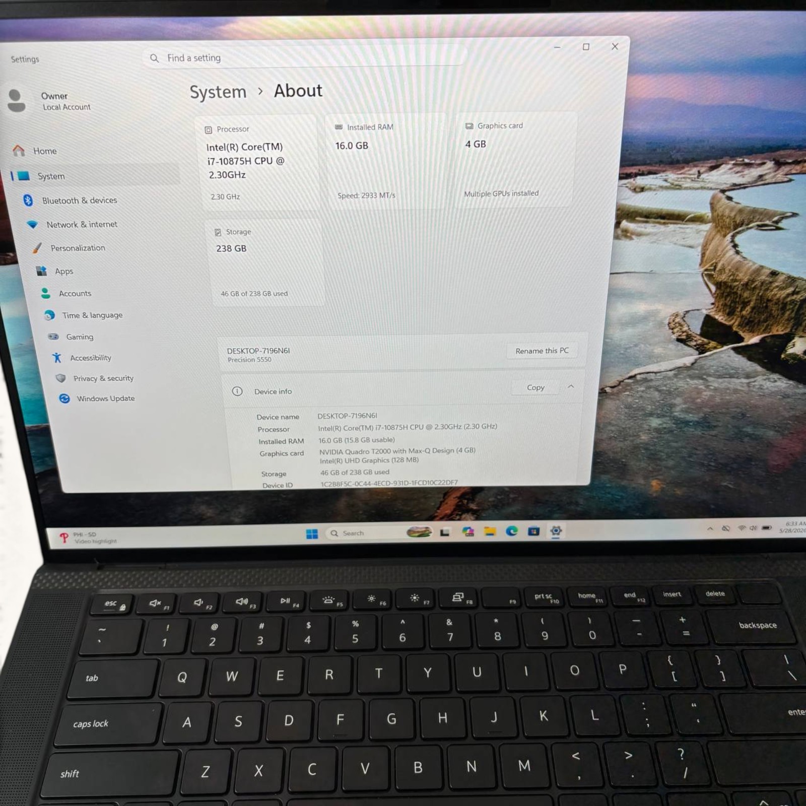Dell Precision 5550 i7-10875H 16GB RAM 256GB SSD Quadro T2000 Win11 Pro #52