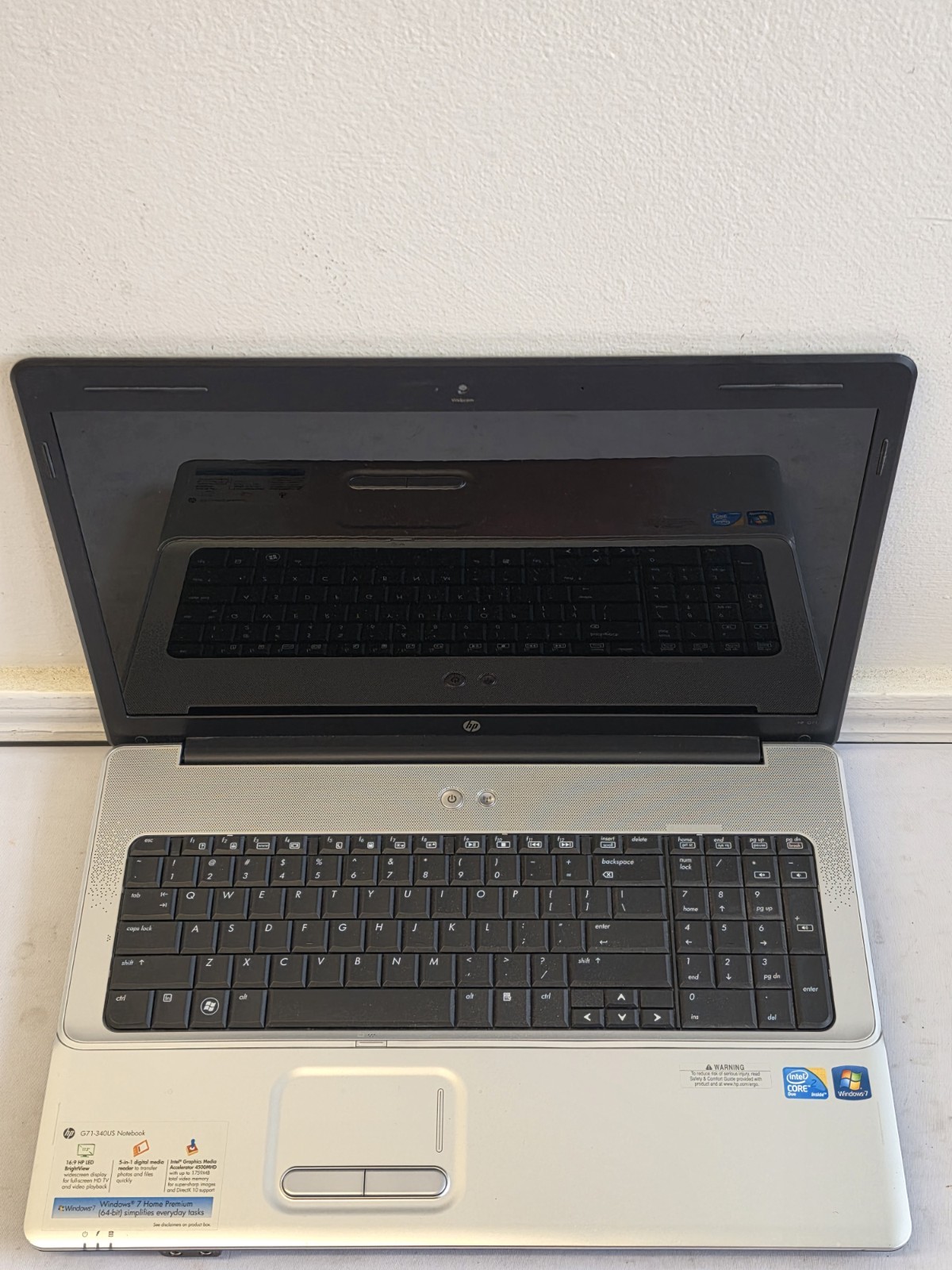 HP Notebook G71-340Us Laptop Intel Duo T6600 4GB RAM 160GB HDD BAD BATT Win 10
