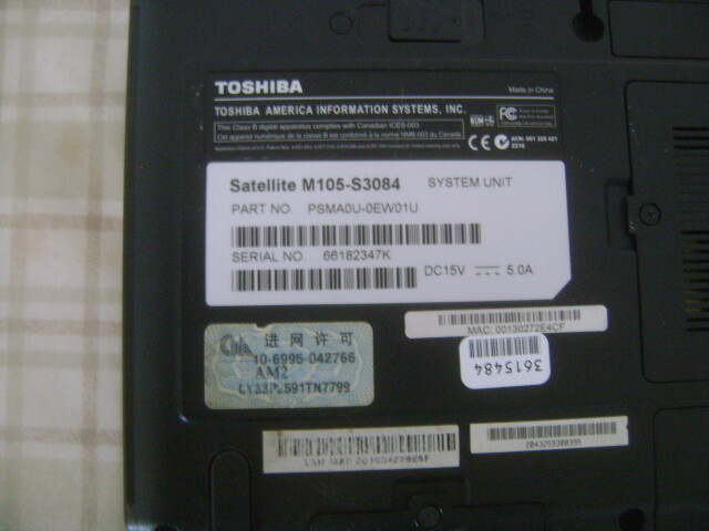 Toshiba Satellite M105-S3084 Laptop FULLY FUNCTIONAL WINDOS XP
