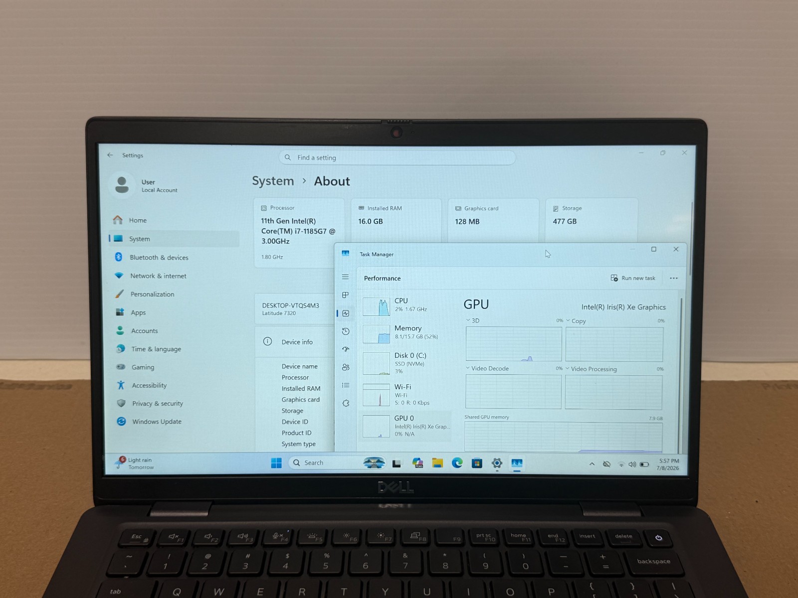 Dell Latitude 7320 i7-1185G7 16GB 3.00GHz 512GB SSD Win 11