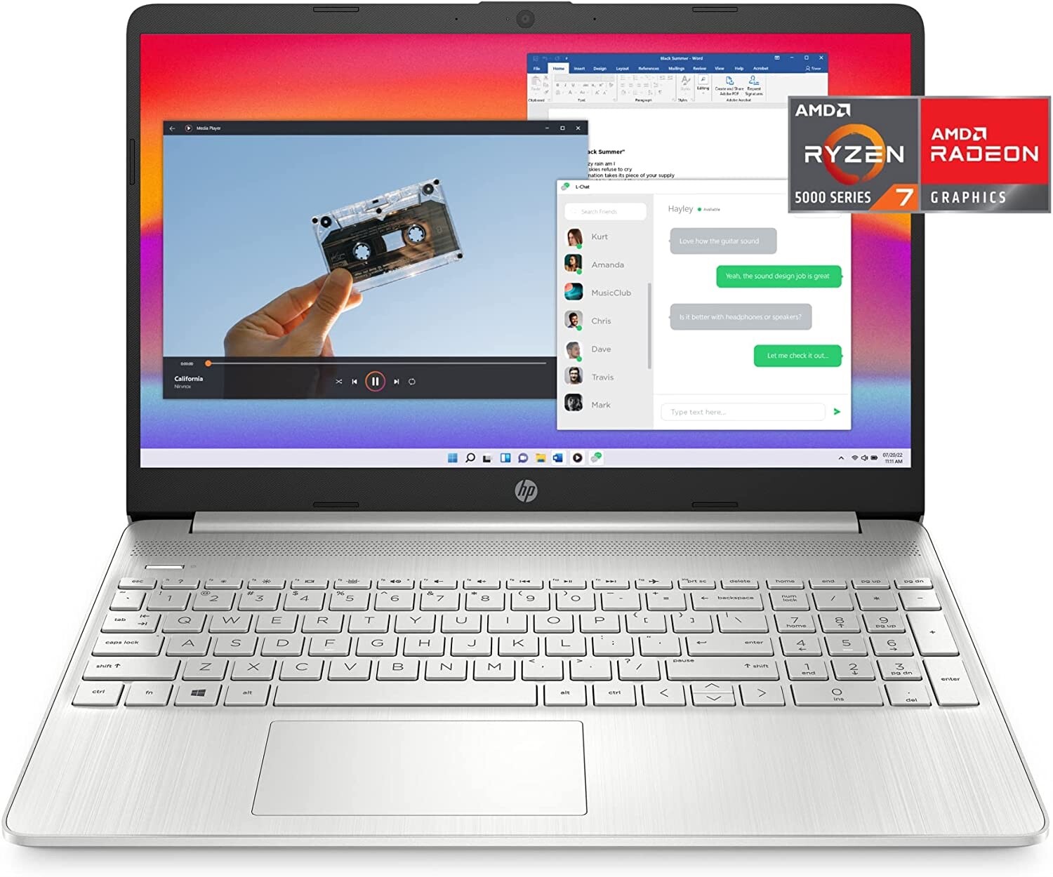 HP 15.6″ HD Laptop AMD Ryzen 7 5700U 8GB RAM 256GB SSD Windows 11 Home