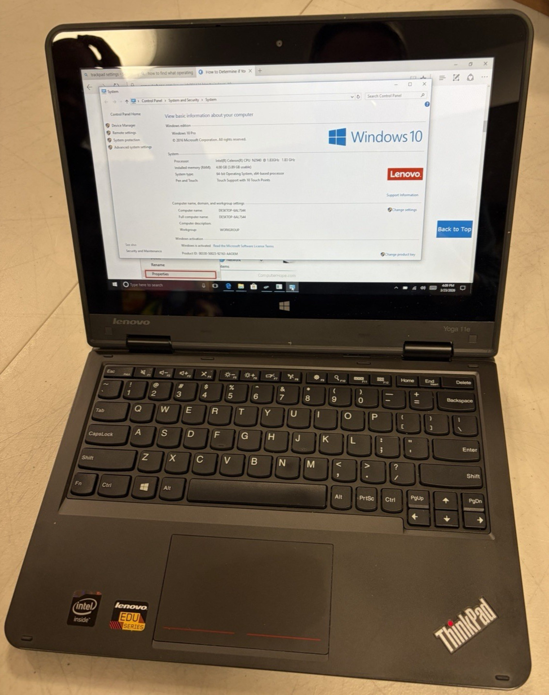 Lenovo Working Thinkpad Yoga 11e W/AC Adapter & Case Logic Black Travel Bag