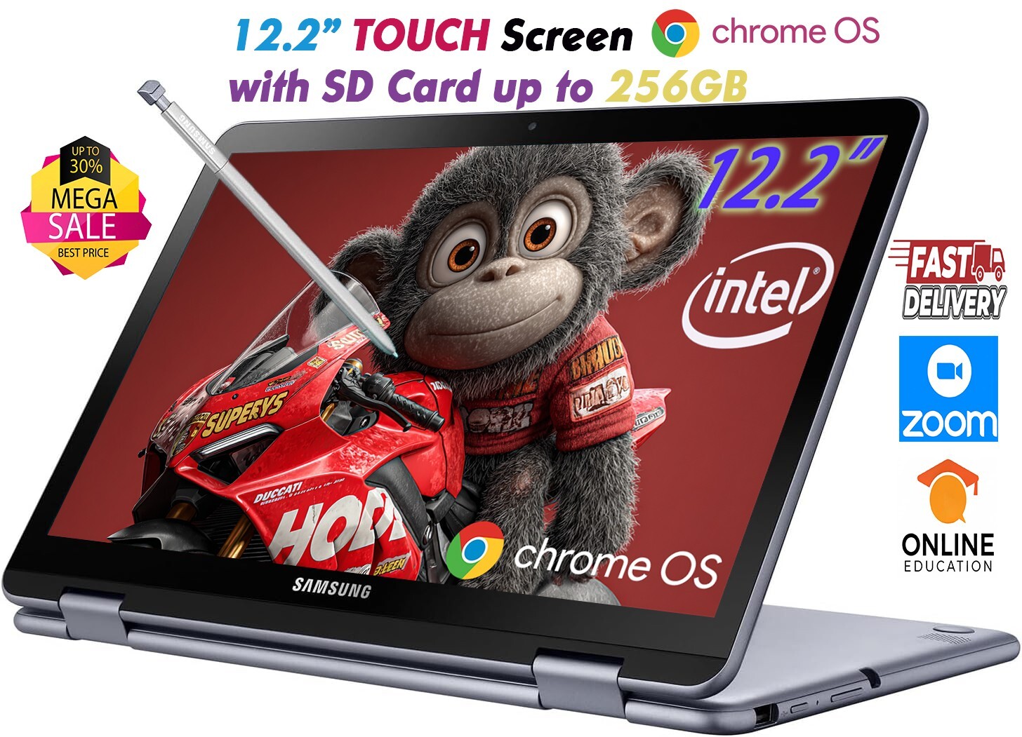 Samsung 12.2″ Chromebook 2-in-1 4GB RAM 64GB eMMC with SD card
