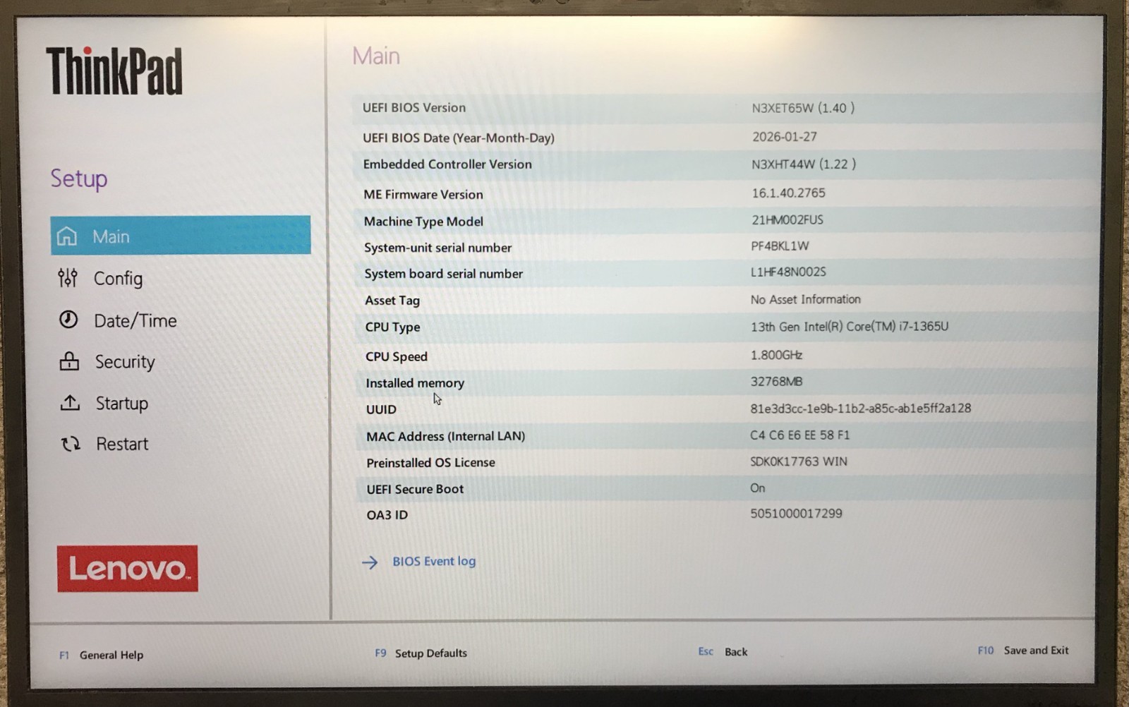 Lenovo ThinkPad X1 Carbon Gen 11 14″ Laptop i7-1365U 32GB RAM 256GB NVMe, As Is