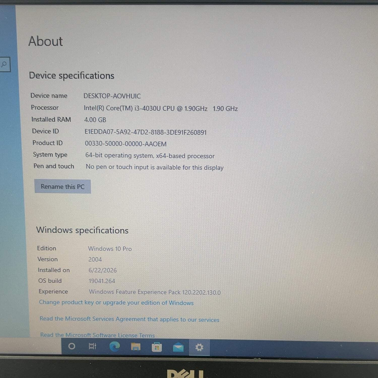 Dell Latitude 3540 15.6″ i3-4030u 1.9GHz 4GB RAM 128GB SSD