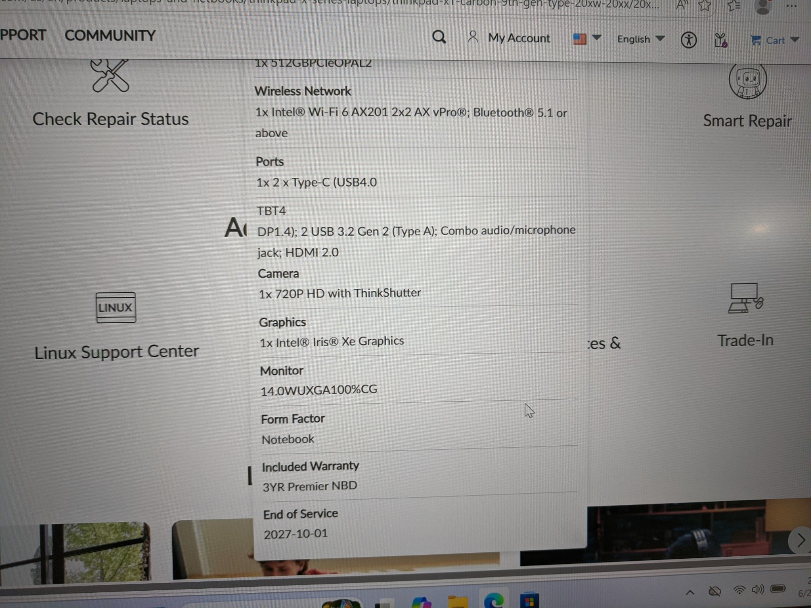 LENOVO THINKPAD X1 CARBON 9TH GEN | TOUCH | i5-1145G7 | 512GB SSD | 16GB | W11