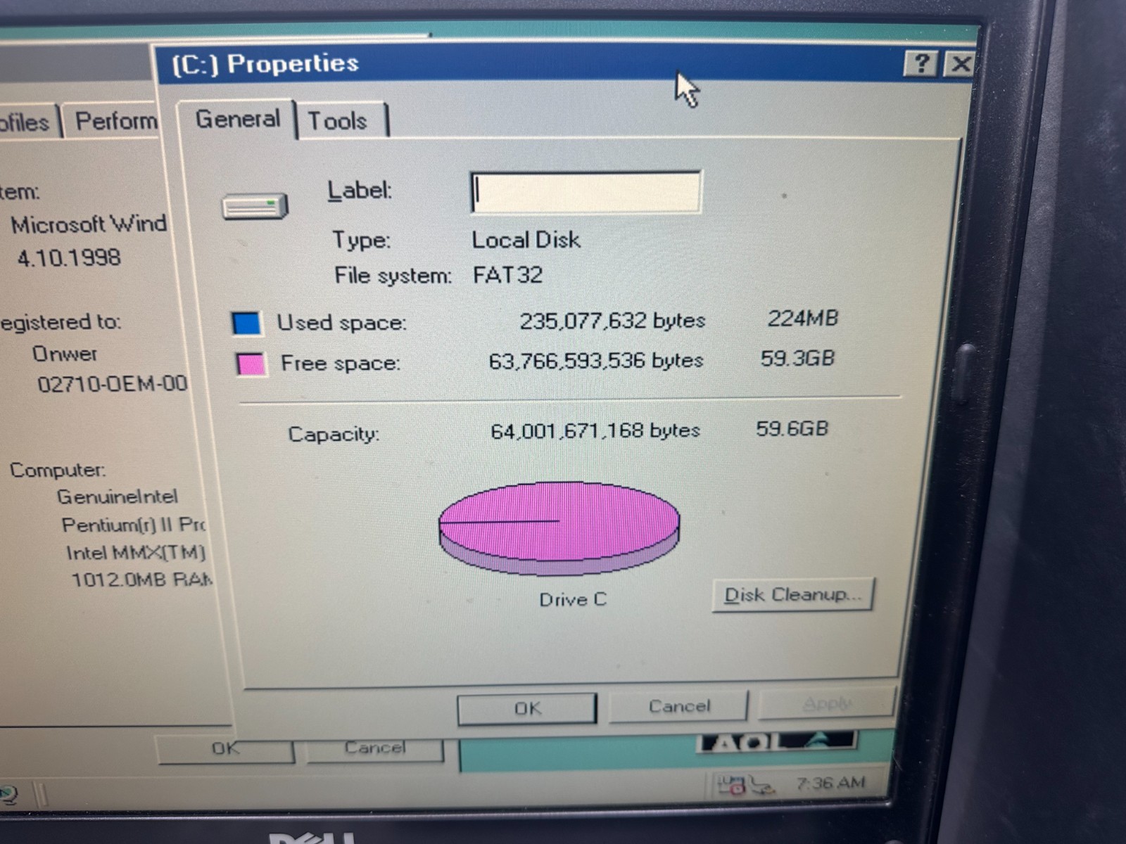 DELL D820 CORE 2 DUO, WIN 98, 64 GB SSD POWER ADAPTER, STRICTLY FOR PARTS/REPAIR