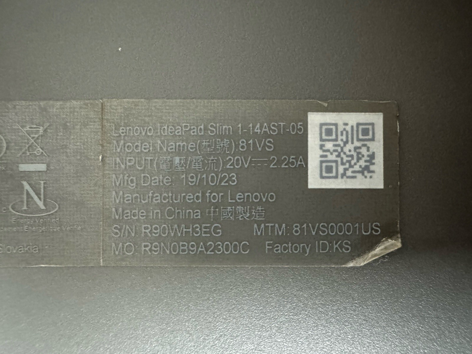 Lenovo IdeaPad Slim 1-14AST-05 – WXGA – A6-9220e – 4GB RAM – 64GB SSD For Parts