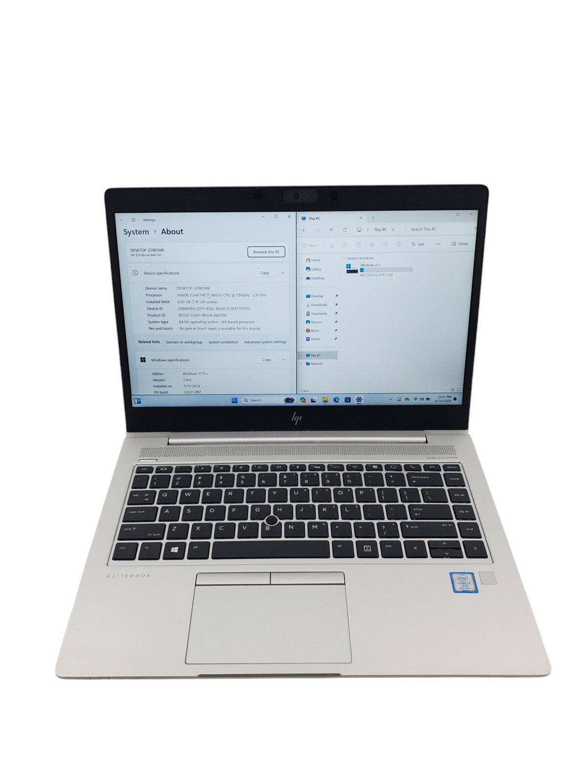 HP EliteBook 840 G6 i7-8665U 1.9GHz 8GB RAM 512GB SSD WIN 11 PRO 14″ Laptop PC