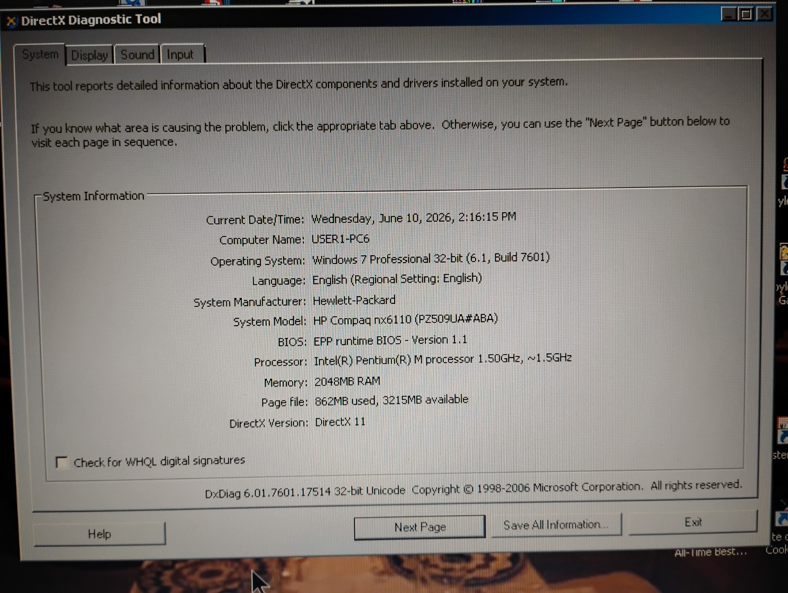 HP Compaq nx6110 14″ Laptop – Windows 7 Pro – plus EXTRAS