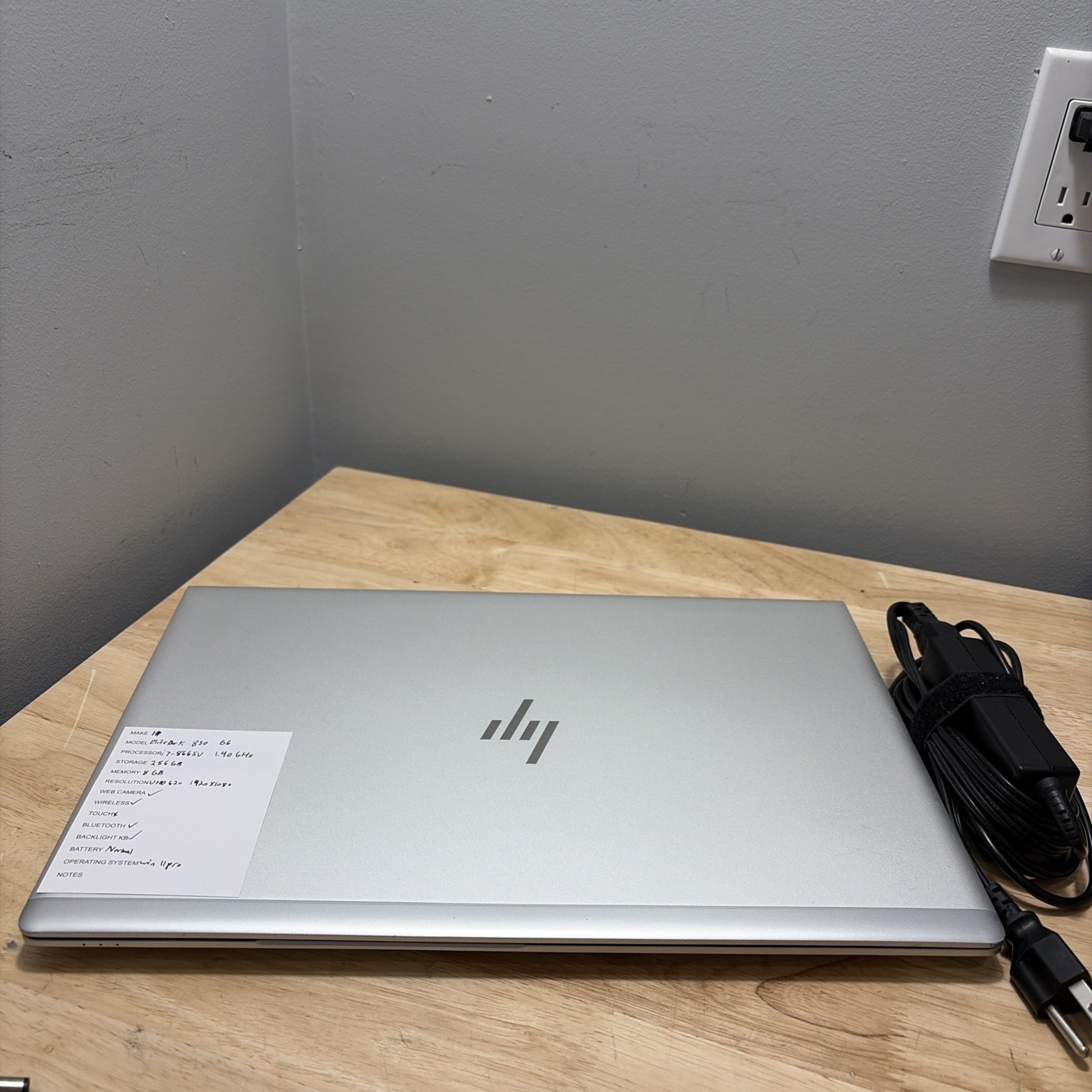 HP EliteBook 850 G6 CORE I7-8665u 1.90GHZ 8GB 256GB SSD WCAM WIFI W11 & CORD