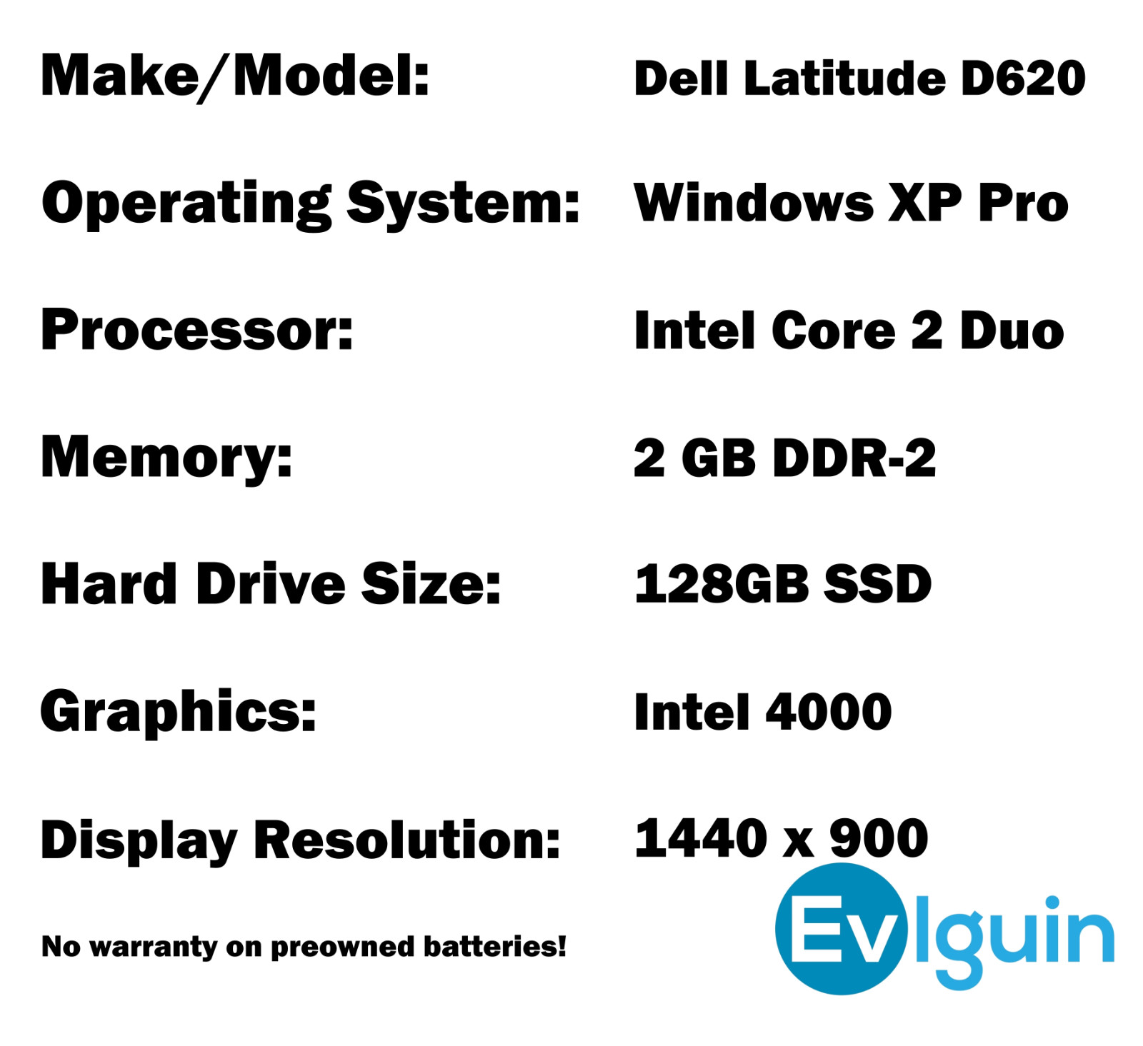 Vintage RETRO Gamer Dell D620 Windows XP Pro Legacy Serial Parallel NEW BATTERY!
