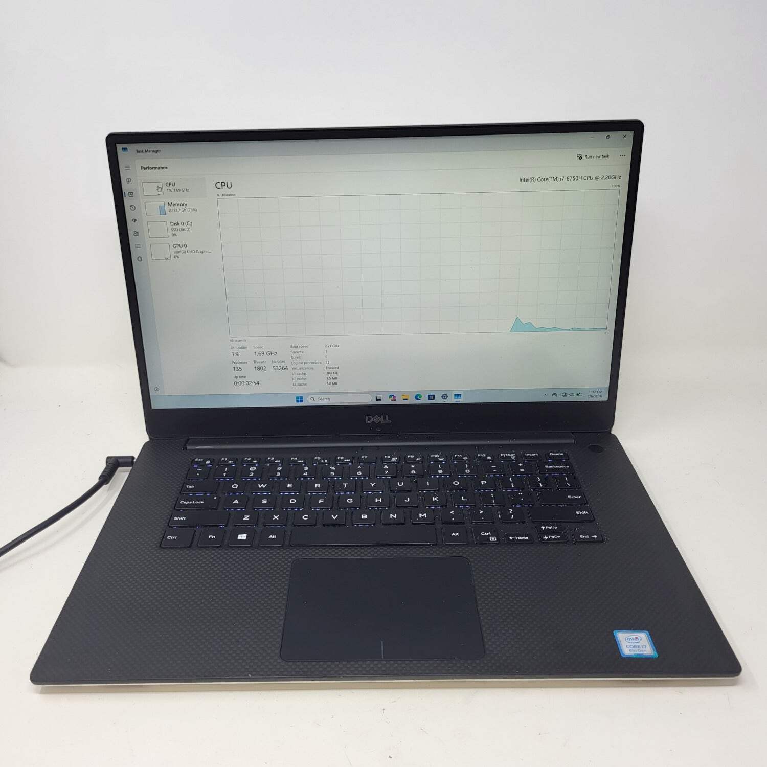 Broken Dell XPS 9570 15.6″ i7-8750H 2.2GHz 4GB RAM 512GB SSD Bad Battery