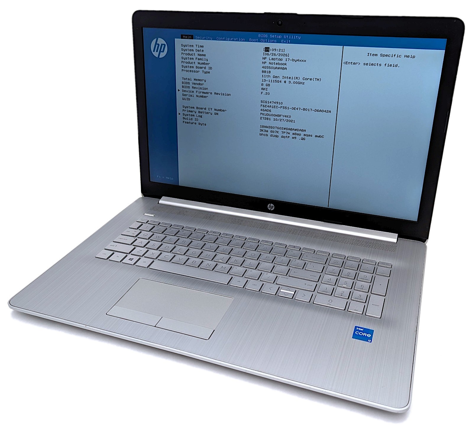 Incomplete HP 17-by4022wm 17.3″ Laptop i3-1115G4 3.00GHz 8GB RAM *KEYBOARD ISSUE