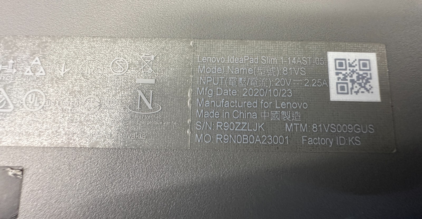 Lenovo Ideapad Slim 1-14AST-05 14 AMD A4-9120e *Read Desc** #3