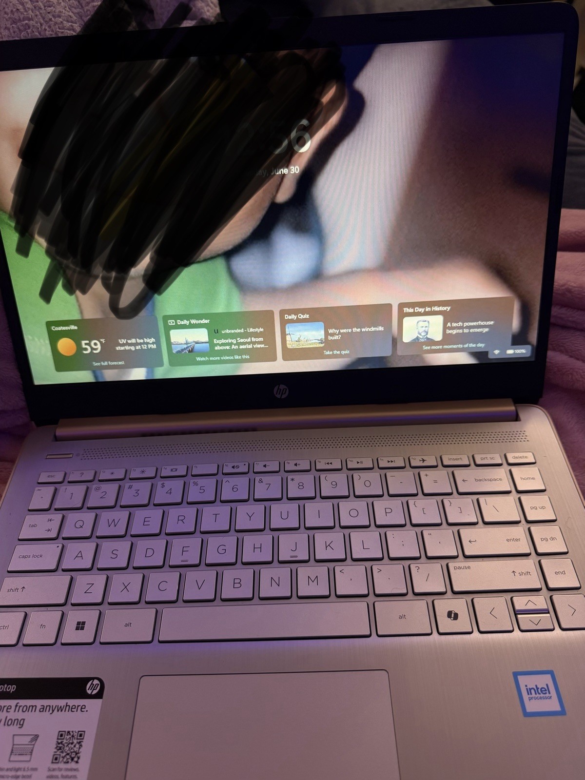 HP 15.6in Silver Laptop Intel Processor Windows HDMI USB-C SD Webcam