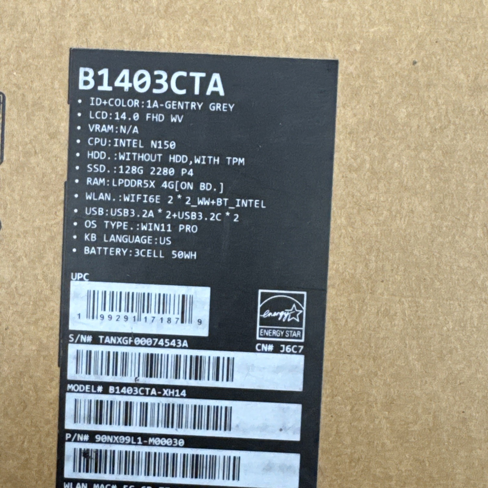Asus ExpertBook B1 14″ Intel N-Series N150(4 Core) 4GB RAM – 128GB SSD,Win-11Pro