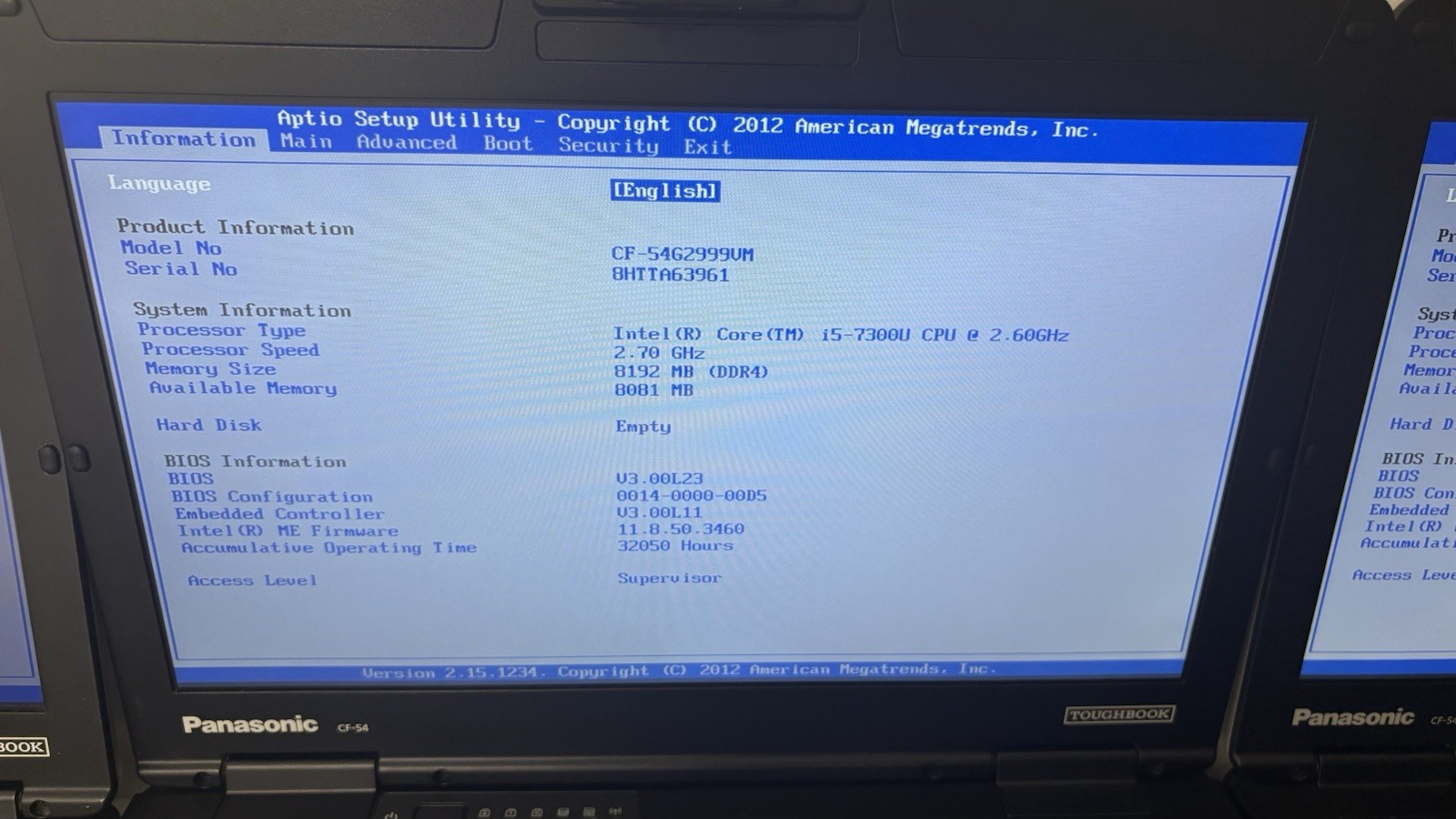Lot of 5 Panasonic Toughbook CF-54 MK3 Laptop Intel Core i5-7300U 8GB *Read*